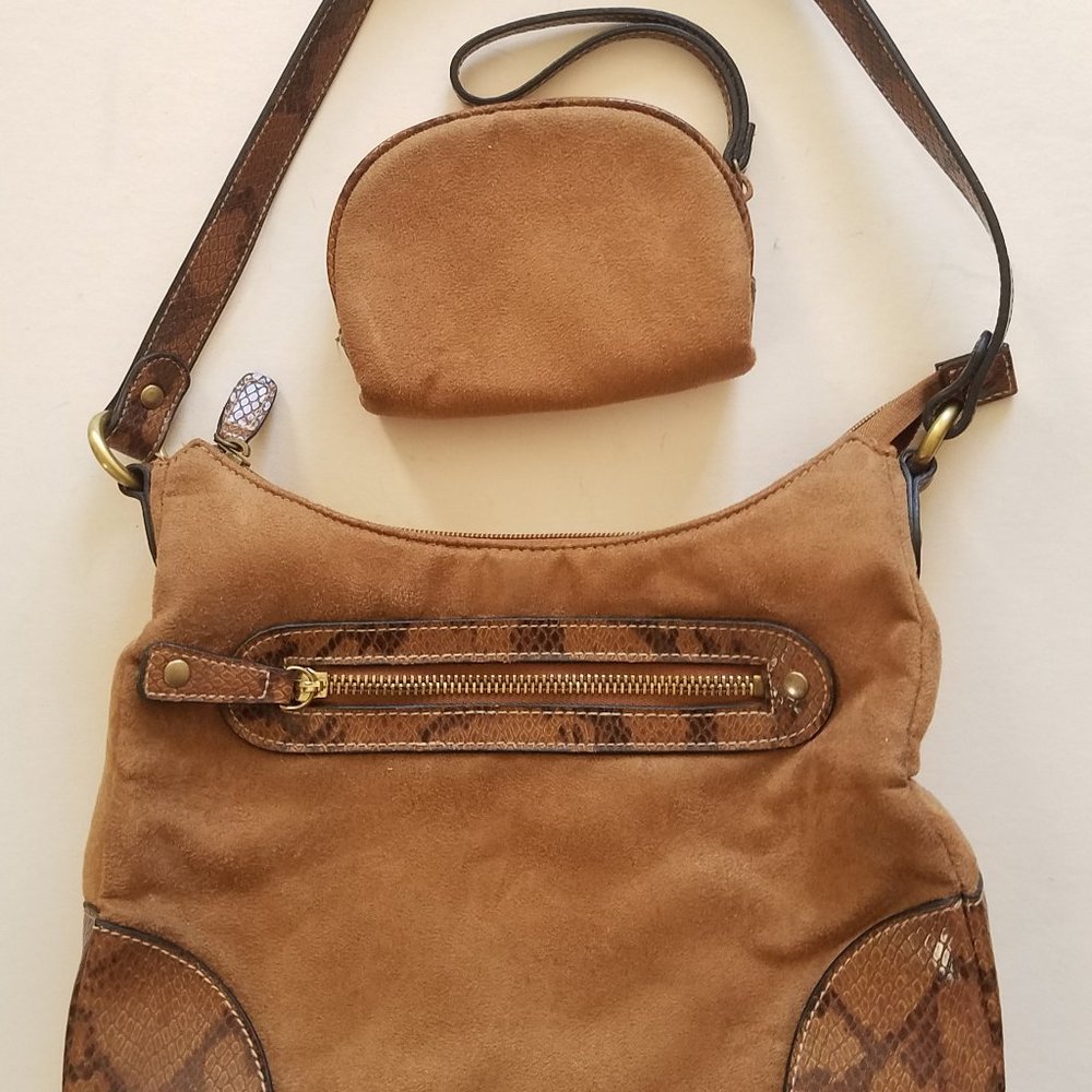 Rosetti Brown Suede Handbag w/Wristlet